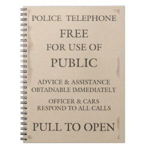 Police Public Call Phone Box Notice Notebook