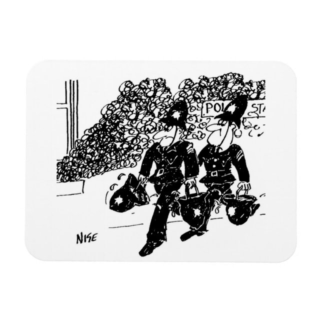 Police Putting Out a Fire with Water in Helmets Magnet (Horizontal)