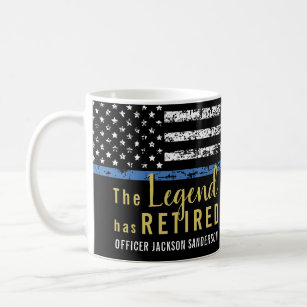 Police Retirement American Flag Thin Blue Line Coffee Mug