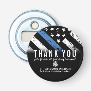 Police Retirement Anniversary Blue Line Employee Bottle Opener