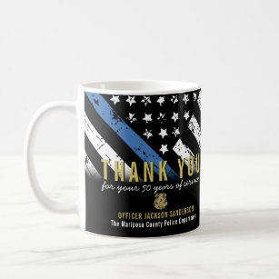 Police Retirement Anniversary Blue Line Flag Coffee Mug
