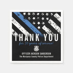 Police Retirement Anniversary Blue Line Flag Napkin