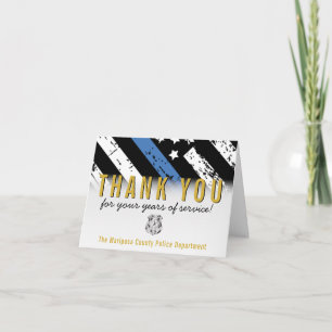 Police Retirement Anniversary Blue Line Flag Thank You Card