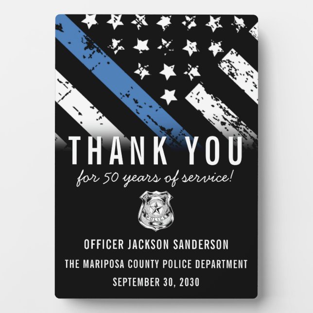 Police Retirement Appreciation Law Enforcement Plaque (Front)