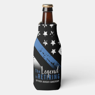 Police Retirement Blue Line Flag Law Enforcement Bottle Cooler