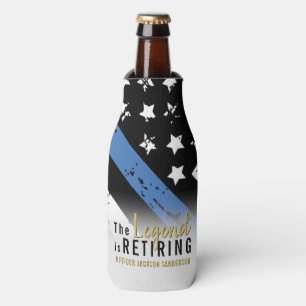 Police Retirement Blue Line Flag Law Enforcement Bottle Cooler