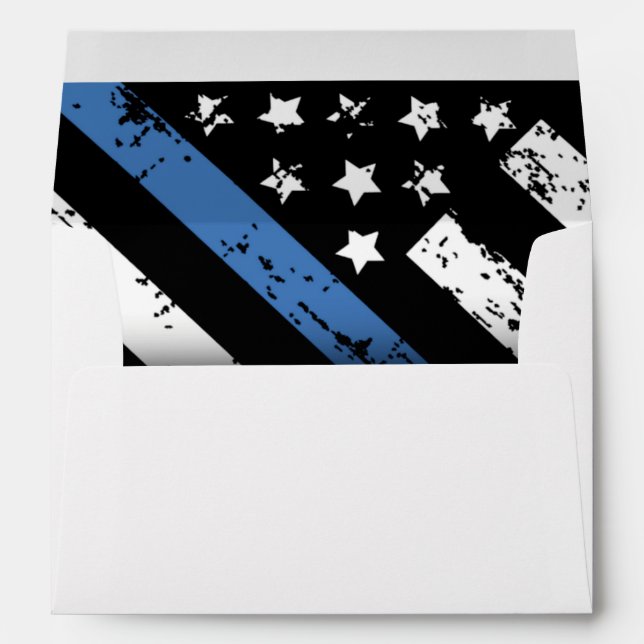 Police Retirement Blue Line Flag Law Enforcement Envelope (Back (Bottom))