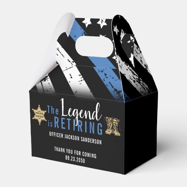 Police Retirement Blue Line Flag Law Enforcement Favor Box (Front Side)
