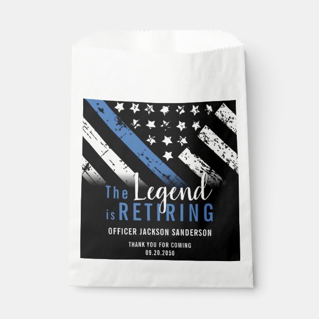 Police Retirement Blue Line Flag Law Enforcement Favour Bag (Front)