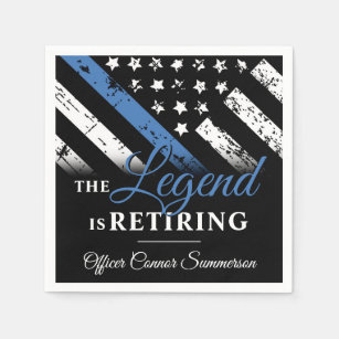 Police Retirement Blue Line Flag Law Enforcement Napkin