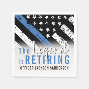 Police Retirement Blue Line Flag Law Enforcement Napkin