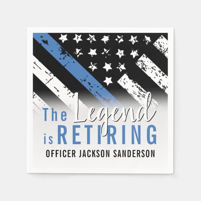 Police Retirement Blue Line Flag Law Enforcement Napkin (Front)