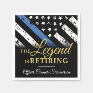 Police Retirement Blue Line Flag Law Enforcement Napkin