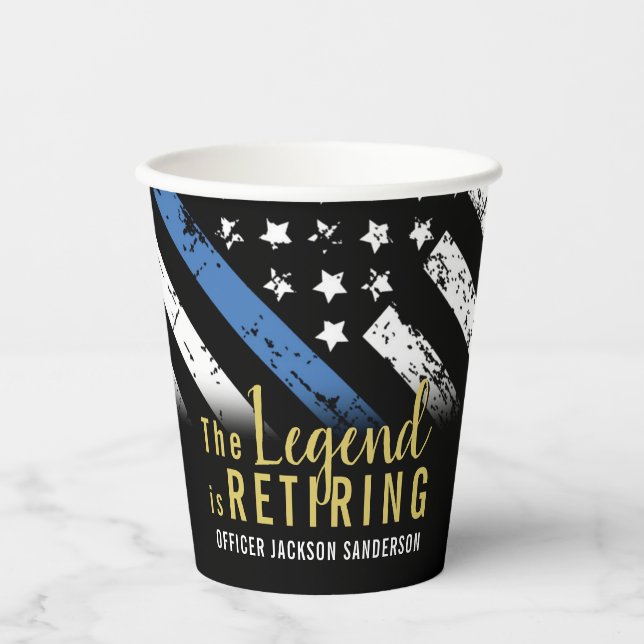 Police Retirement Blue Line Flag Law Enforcement Paper Cups (Front)