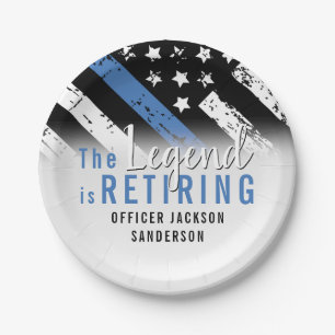 Police Retirement Blue Line Flag Law Enforcement Paper Plate