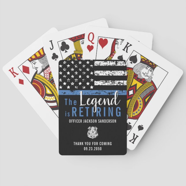 Police Retirement Blue Line Flag Law Enforcement Playing Cards (Back)