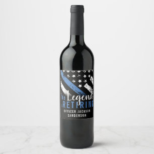 Police Retirement Blue Line Flag Law Enforcement Wine Label