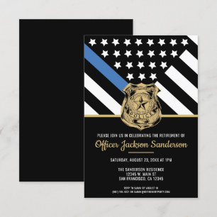 Police Retirement Blue Line Law Enforcement Invitation