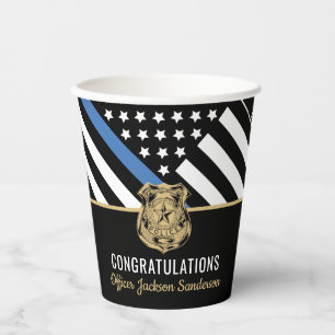 Police Retirement Blue Line Law Enforcement Paper Cups