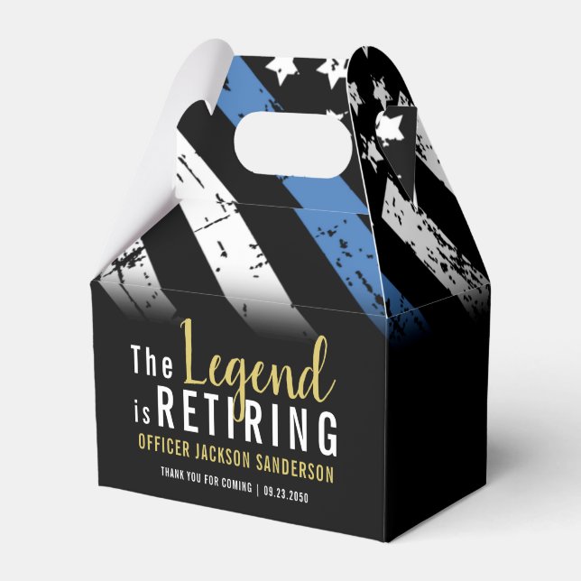 Police Retirement Blue Line Law Enforcement Party Favor Box (Front Side)