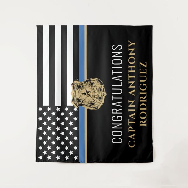 Police Retirement Blue Line Law Enforcement Tapestry (Front)