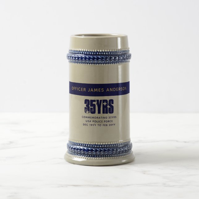Police Retirement Gift Personalized Thin Blue Line Beer Stein (Center)