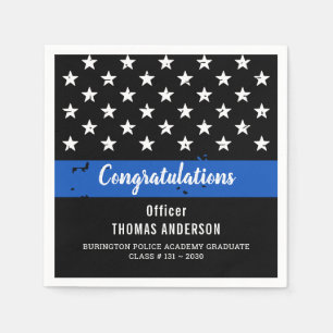 Police Retirement Graduation Party Thin Blue Line Napkin