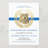 Police Retirement Invitations | Police Badge