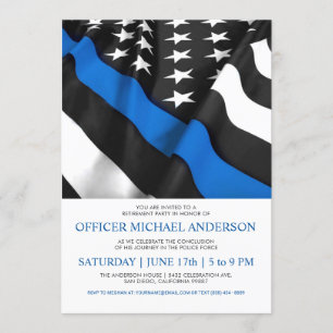 Police Retirement Invitations   USA Flag