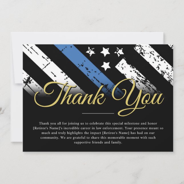 Police Retirement Law Enforcement Thank You Card (Front)