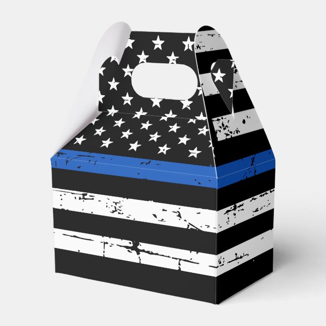 Police Retirement Law Enforcement Thin Blue Line Favor Box (Front Side)