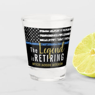 Police Retirement Law Enforcement Thin Blue Line Shot Glass