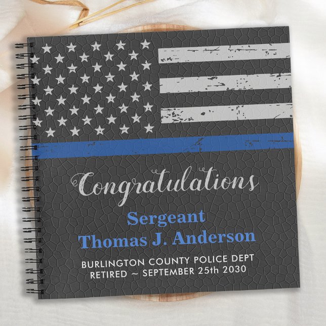 Police Retirement Leather Thin Blue Line Guest Notebook (Creator Uploaded)
