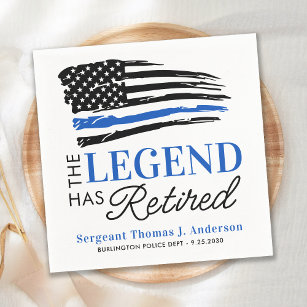 Police Retirement Legend Retired Thin Blue Line  Napkin