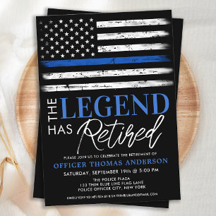 Police Retirement Party Blue Law Enforcement  Invitation