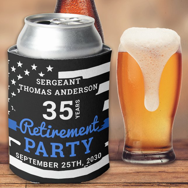 Police Retirement Party Favours Thin Blue Line Can Cooler (Creator Uploaded)