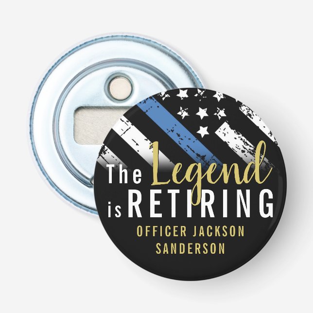 Police Retirement Party Law Enforcement Blue Line Bottle Opener (Front)
