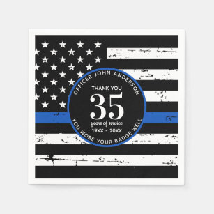 Police Retirement Party Law Enforcement Blue Line Napkin