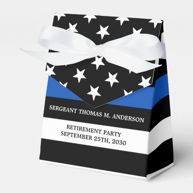Police Retirement Party Personalize Thin Blue Line Favor Box (Front Side)