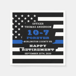 Police Retirement Party Personalize Thin Blue Line Napkin