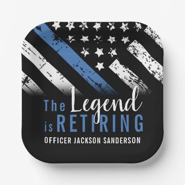 Police Retirement Party Retiring Law Enforcement Paper Plate (Front)