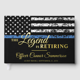 Police Retirement Party Thin Blue Line Flag Guest Book