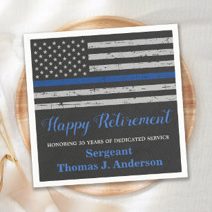 Police Retirement Party Thin Blue Line Flag Napkin