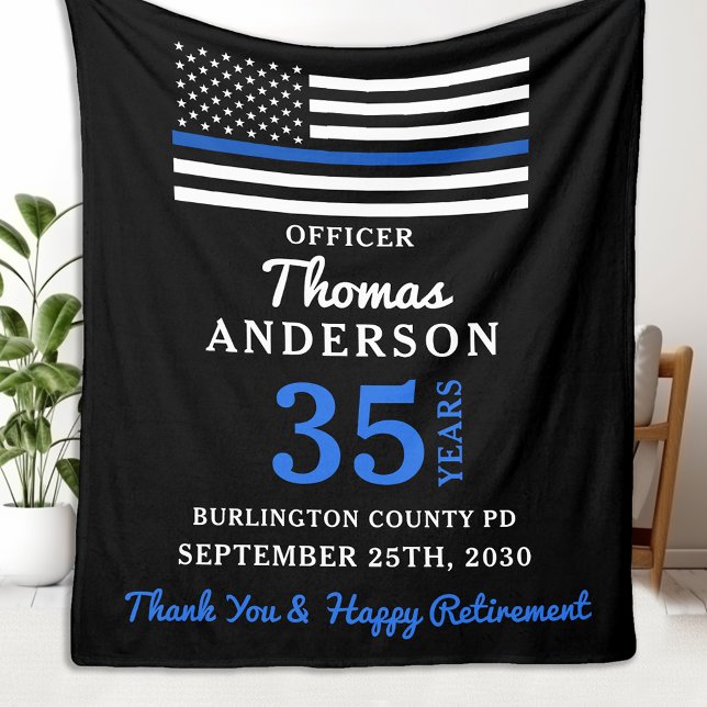 Police Retirement Personalized Law Enforcement  Fleece Blanket (Creator Uploaded)
