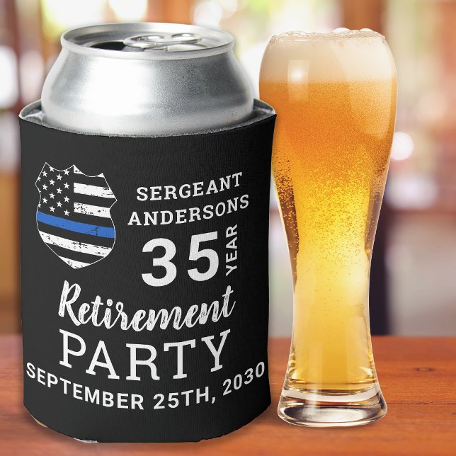 Police Retirement Personalized Thin Blue Line Can Cooler (Creator Uploaded)