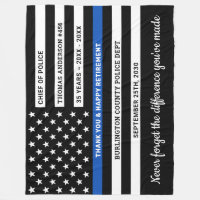Police Retirement Personalized Thin Blue Line Flag