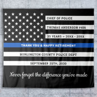 Police Retirement Personalized Thin Blue Line Flag