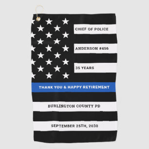 Police Retirement Personalized Thin Blue Line Golf Towel