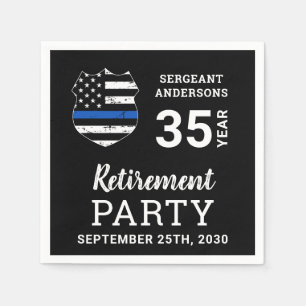 Police Retirement Personalized Thin Blue Line Napkin