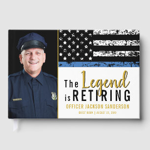 Police Retirement Photo Thin Blue Line Flag Guest Book